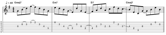 Ex 2: Example 2 demonstrates how the harmony becomes much closer when we add 7ths to the chord sequence.